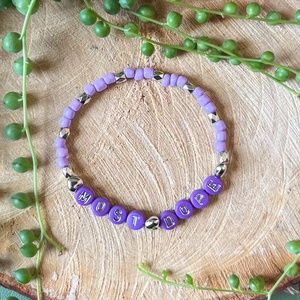 Most Dope | Mac Miller Inspired Beaded Bracelet | Purple & Silver Beads